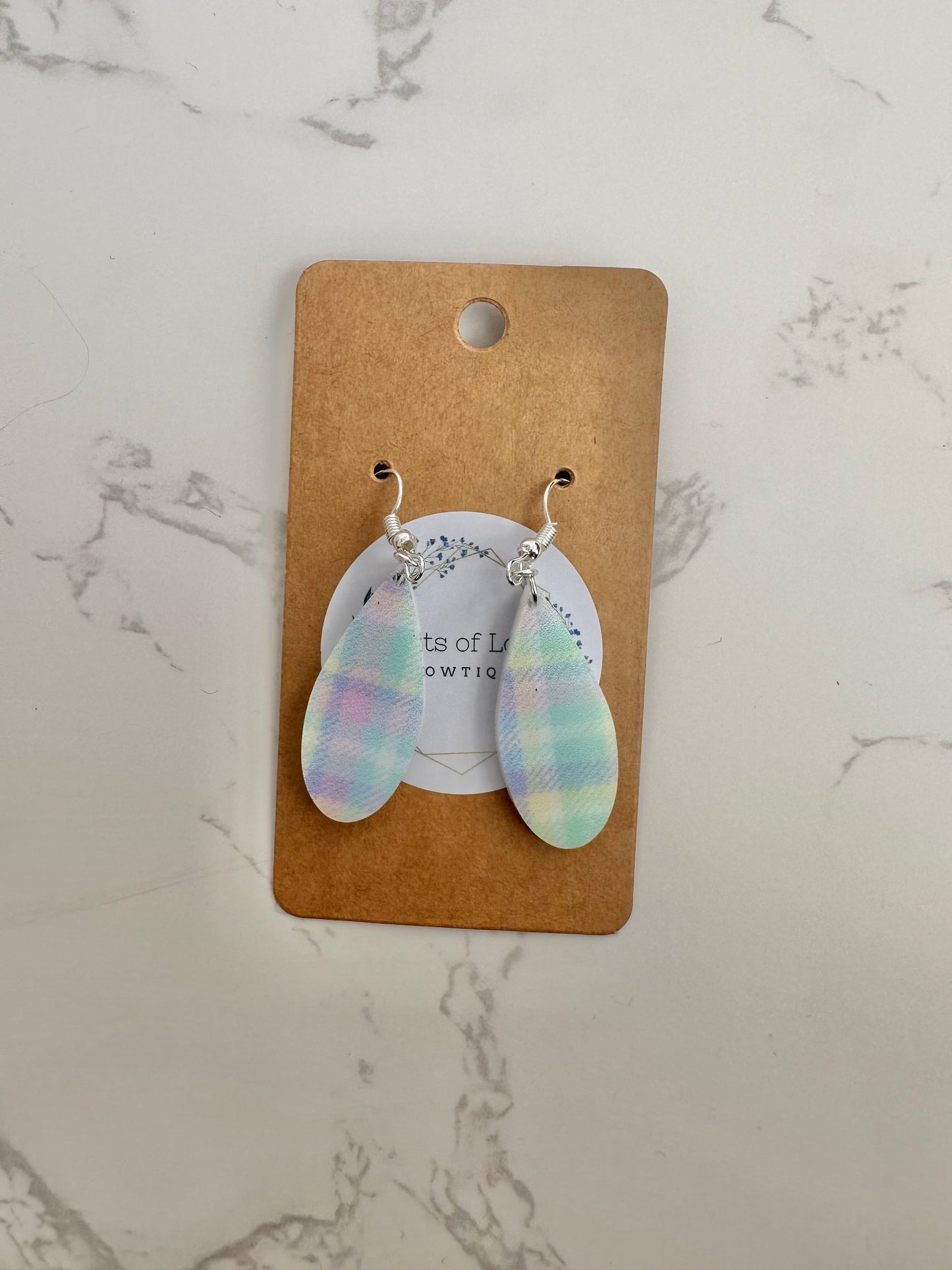 Spring Plaid Mini Skinny Teardrop Earrings