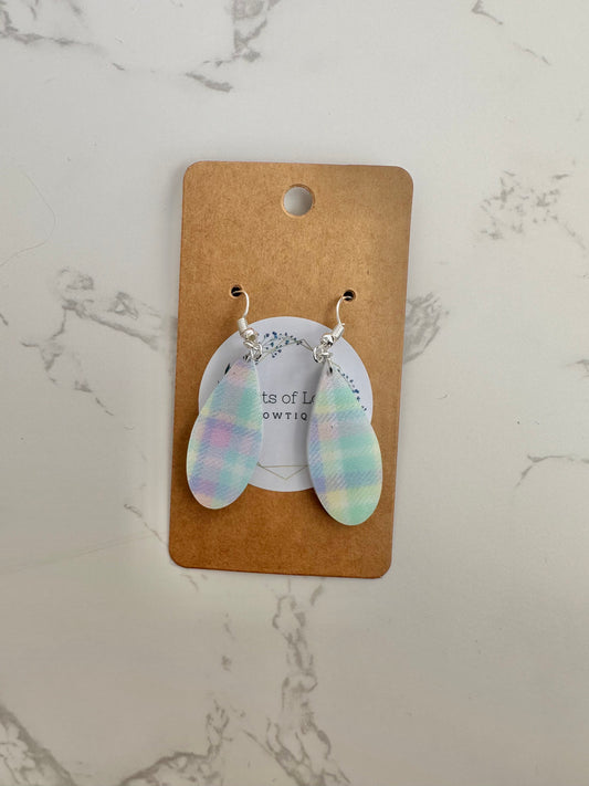 Spring Plaid Mini Skinny Teardrop Earrings