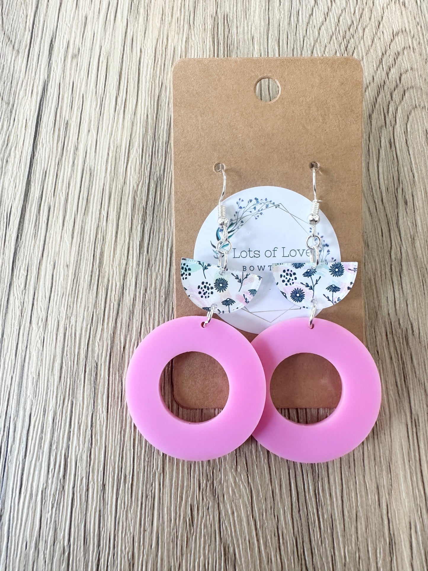 Bubble Gum and Floral Circle Drop (Bubble gum circle) Earrings