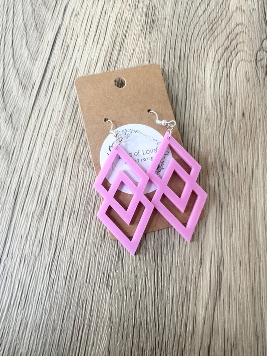 Bubble Gum Double Diamond Earrings
