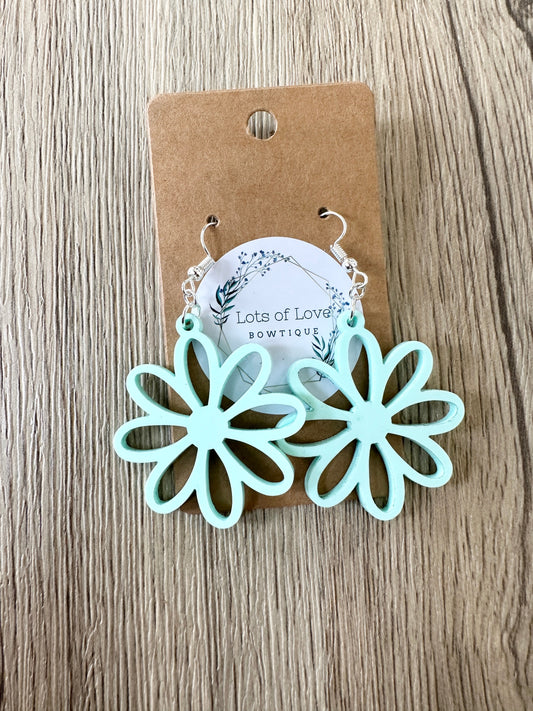 Matte Mint Cut out Daisy Earrings