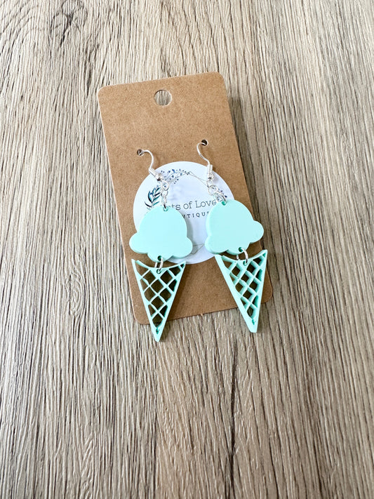 Matte Mint Ice Cream Earrings