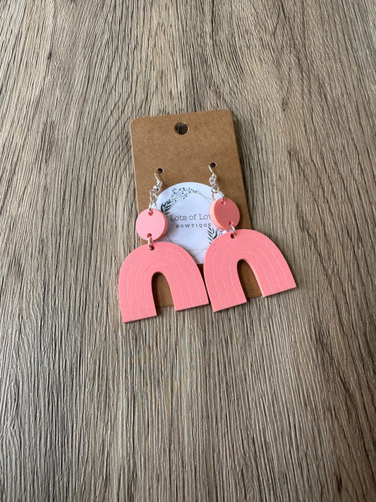 Matte Coral Rainbow Earrings