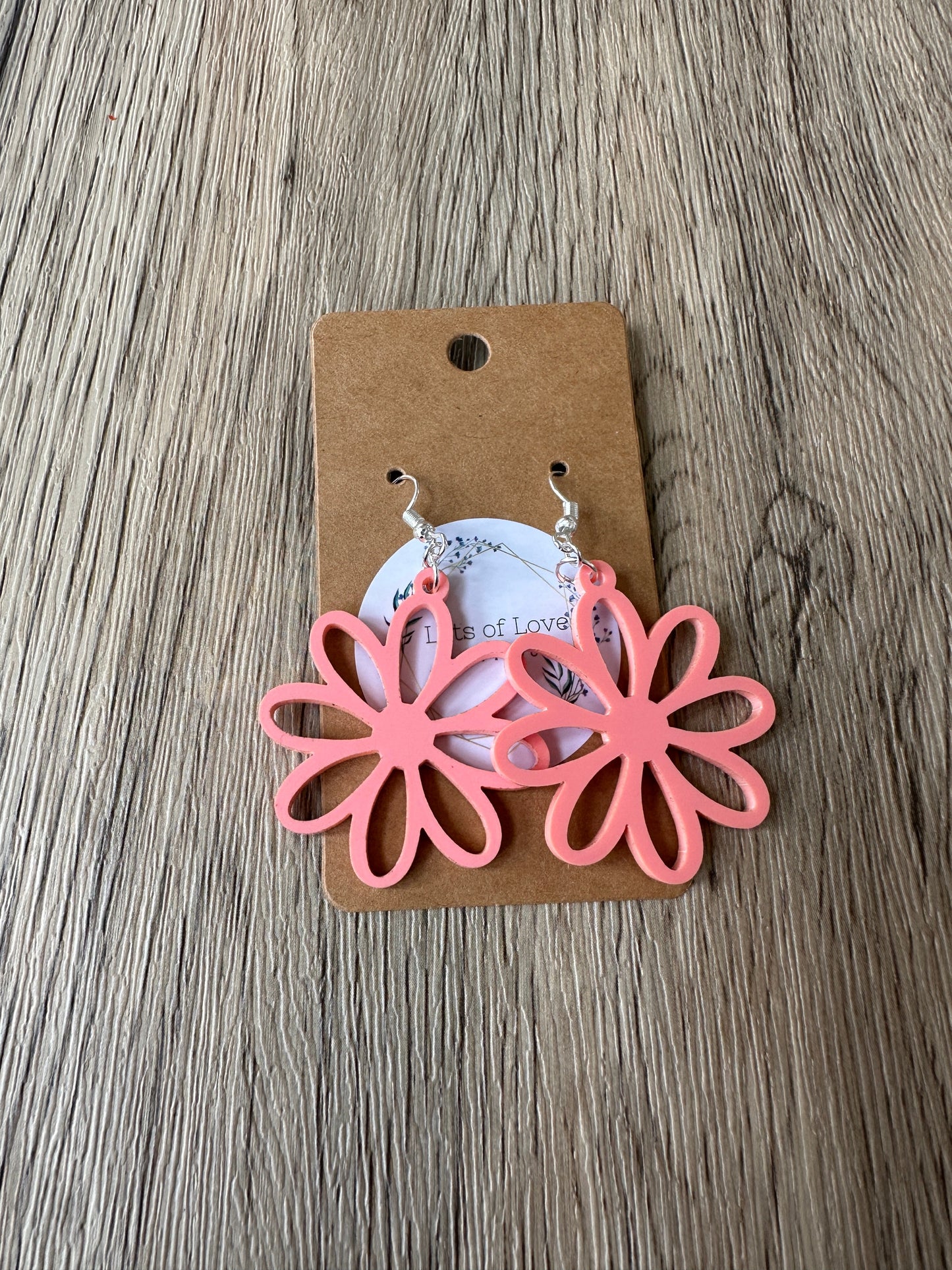 Matte Coral Cut out Daisy Earrings