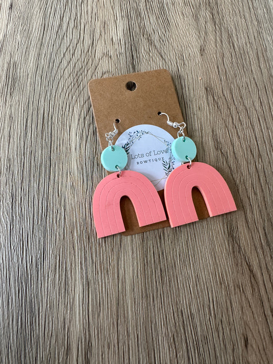 Mint with Coral Rainbow Earrings