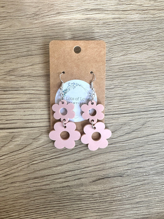 Matte Blush Double Daisy Earrings