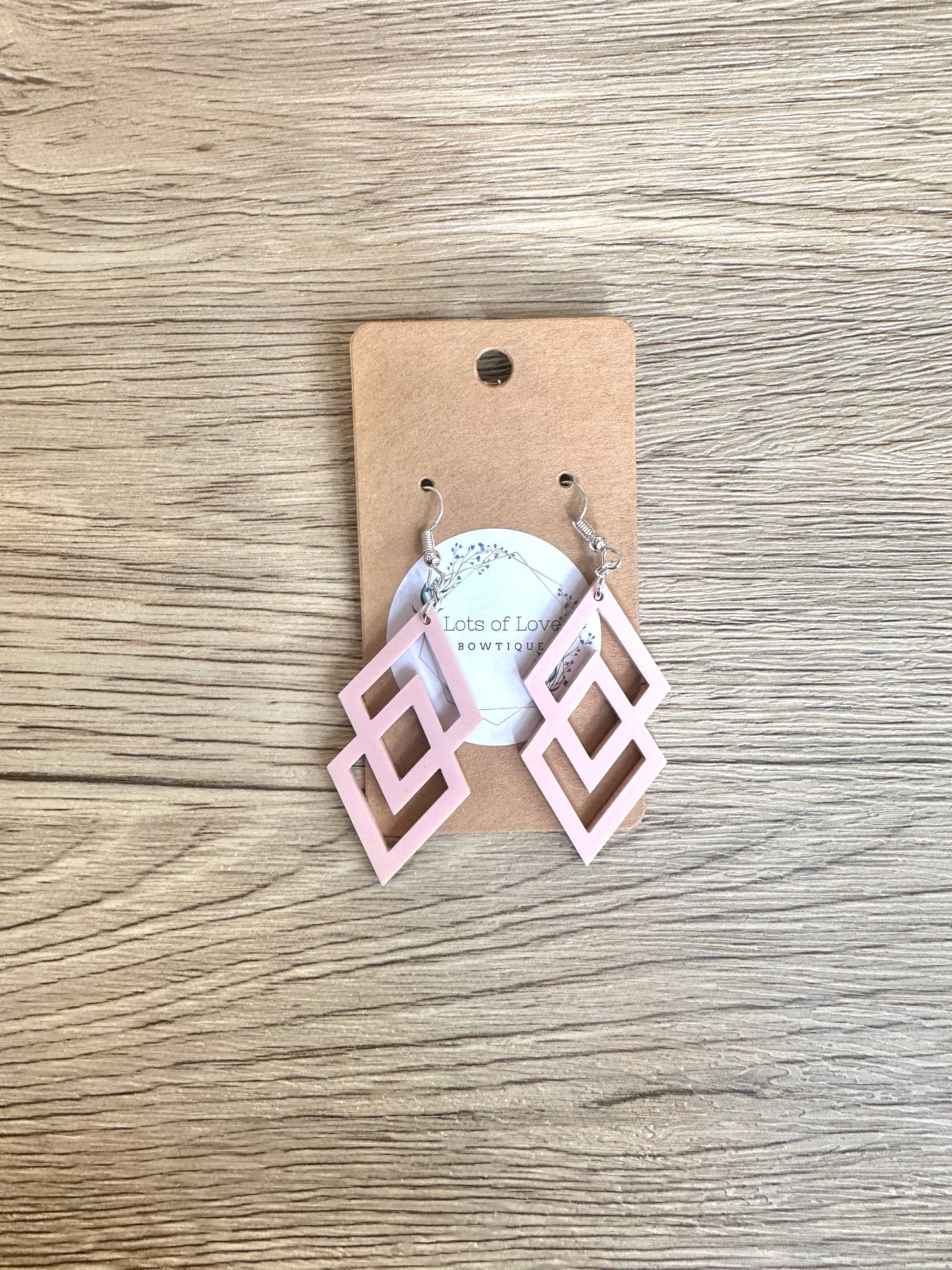 Matte Blush Double Diamond Earrings