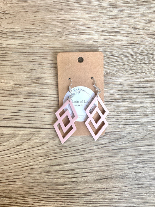 Matte Blush Double Diamond Earrings