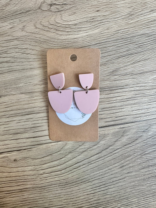 Matte Blush Small Arch Stud Drop Earrings