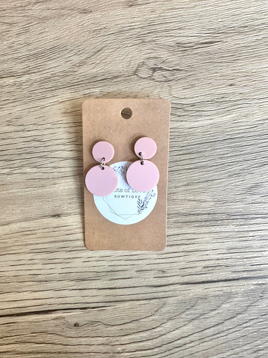 Matte Blush Circle Stud Drop Earrings