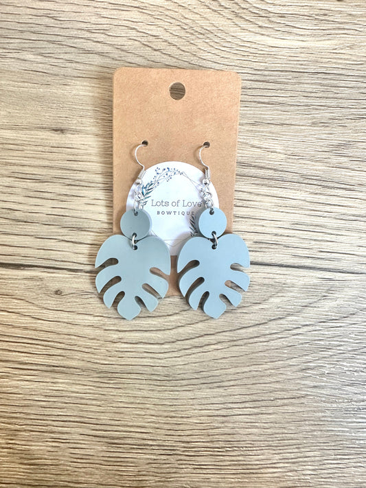 Matte Sage Monstera Leaf Earrings