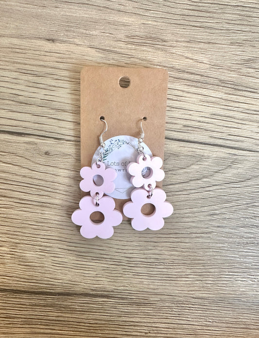 Matte Cotton Candy Double Daisy Earrings