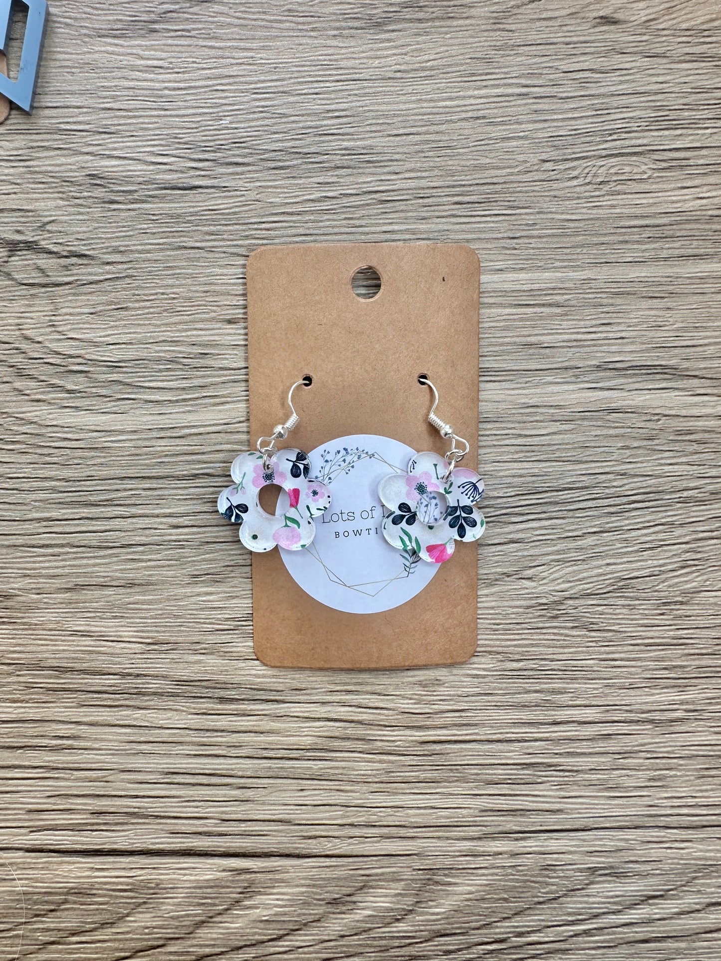 Pink and Navy Floral Mini Daisy Earrings