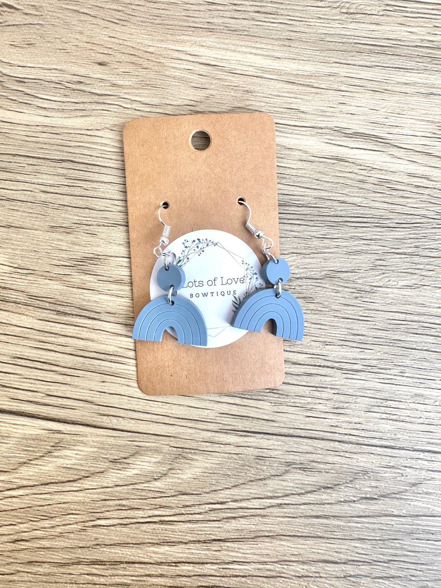 Matte Dusty Blue Mini Rainbow Earrings