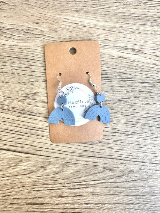 Matte Dusty Blue Mini Rainbow Earrings