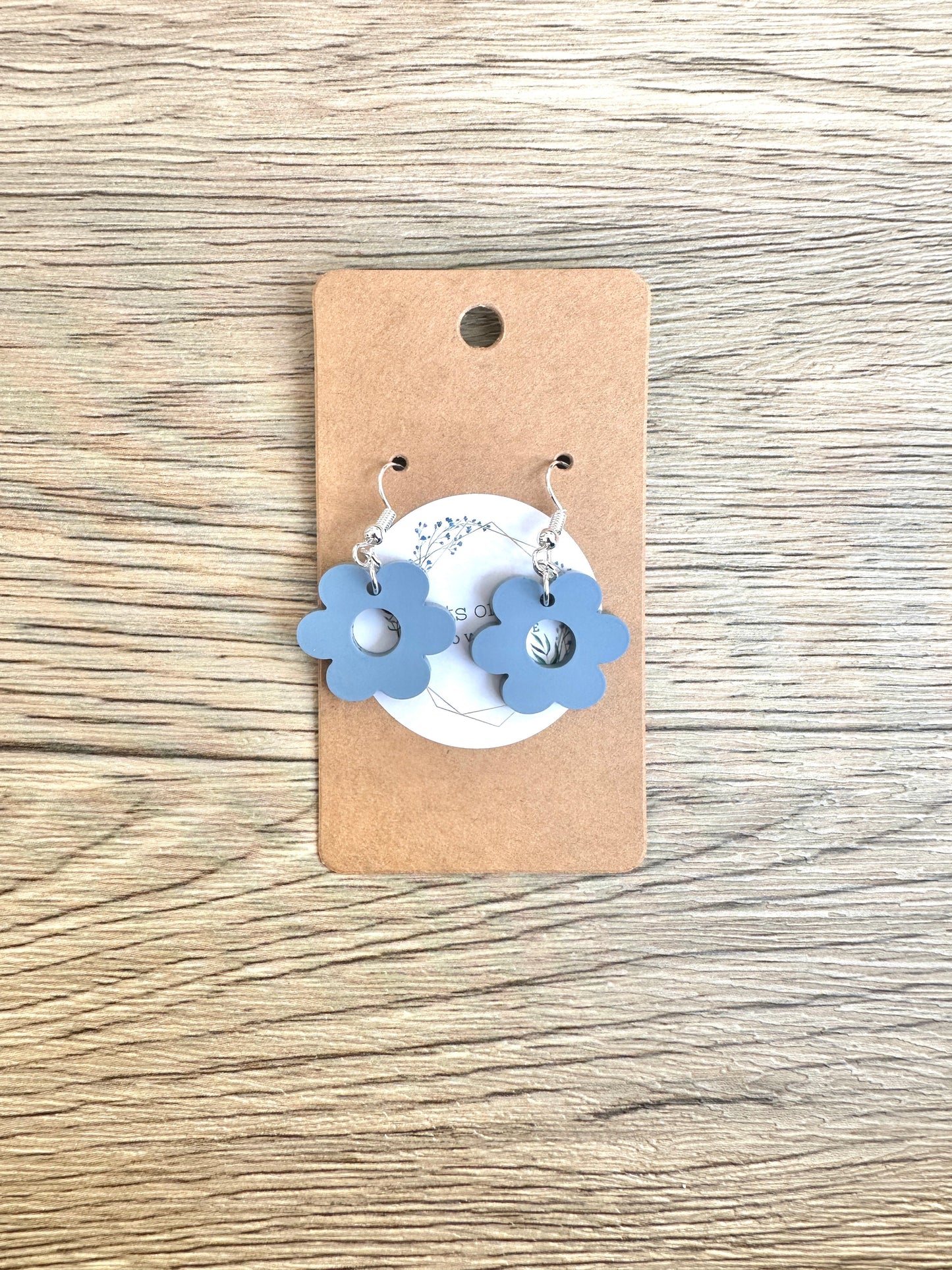 Matte Dusty Blue Mini Daisy Earrings