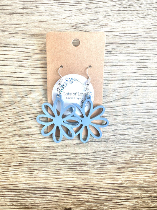 Matte Dusty Blue Daisy Cut out Earrings