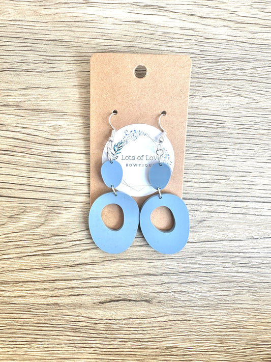 Matte Dusty Blue Oval Drop earrings