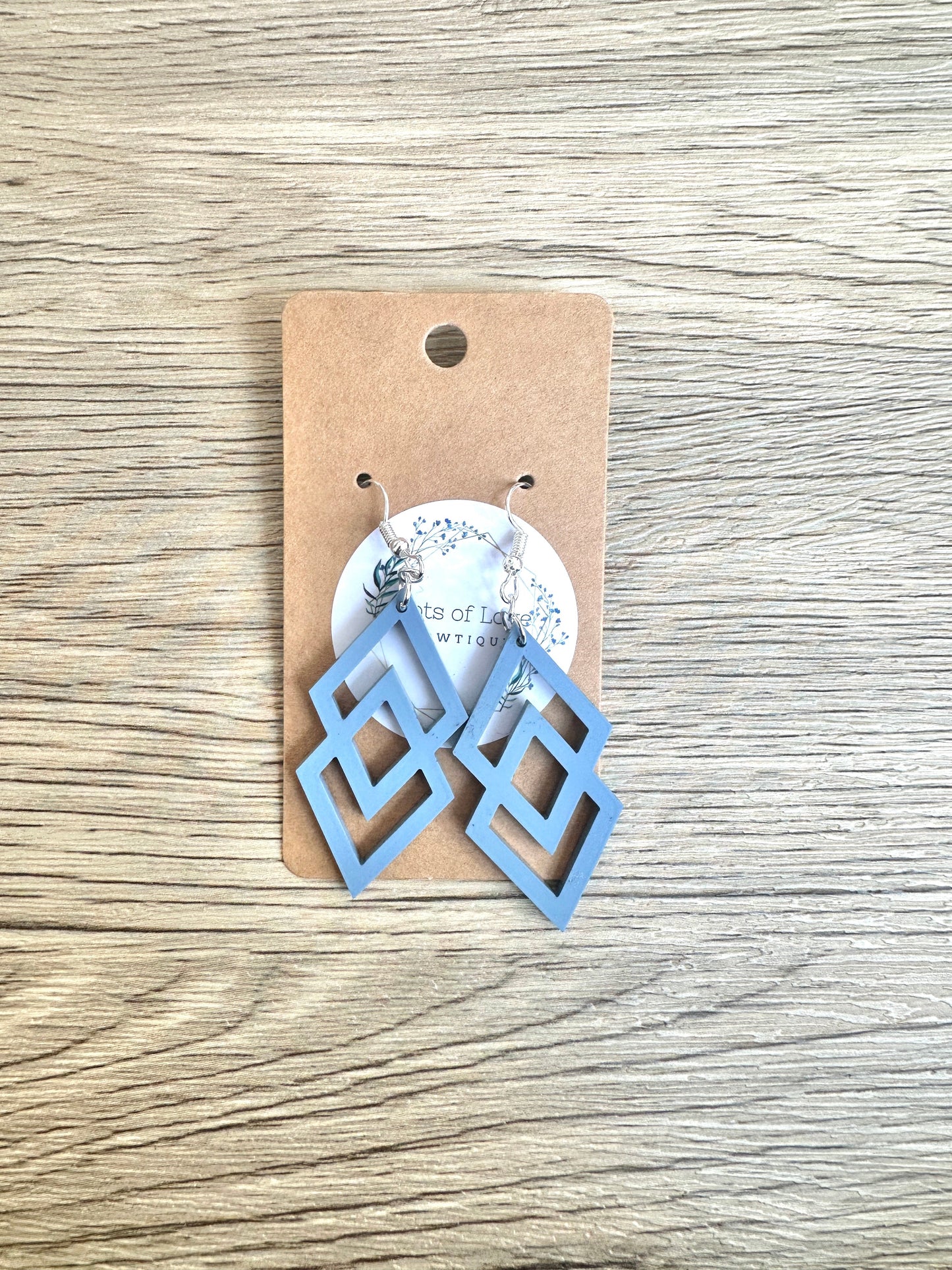 Matte Dusty Blue Double Diamond Earrings