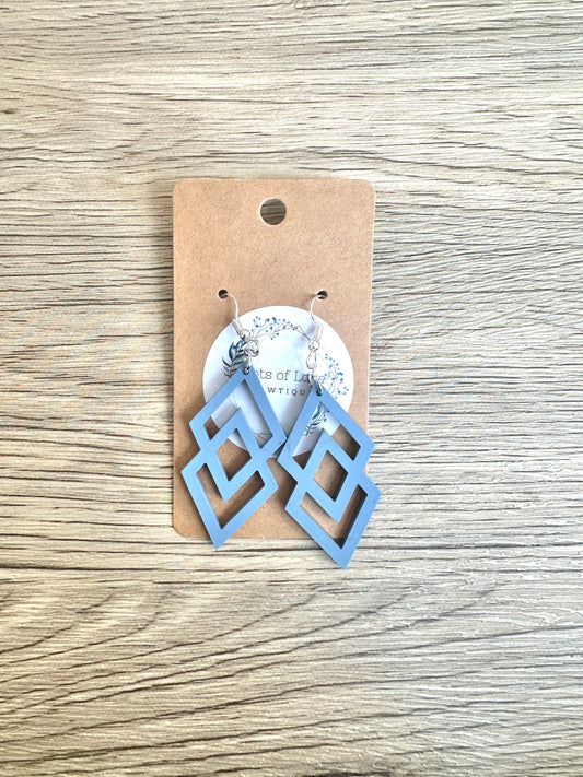 Matte Dusty Blue Double Diamond Earrings