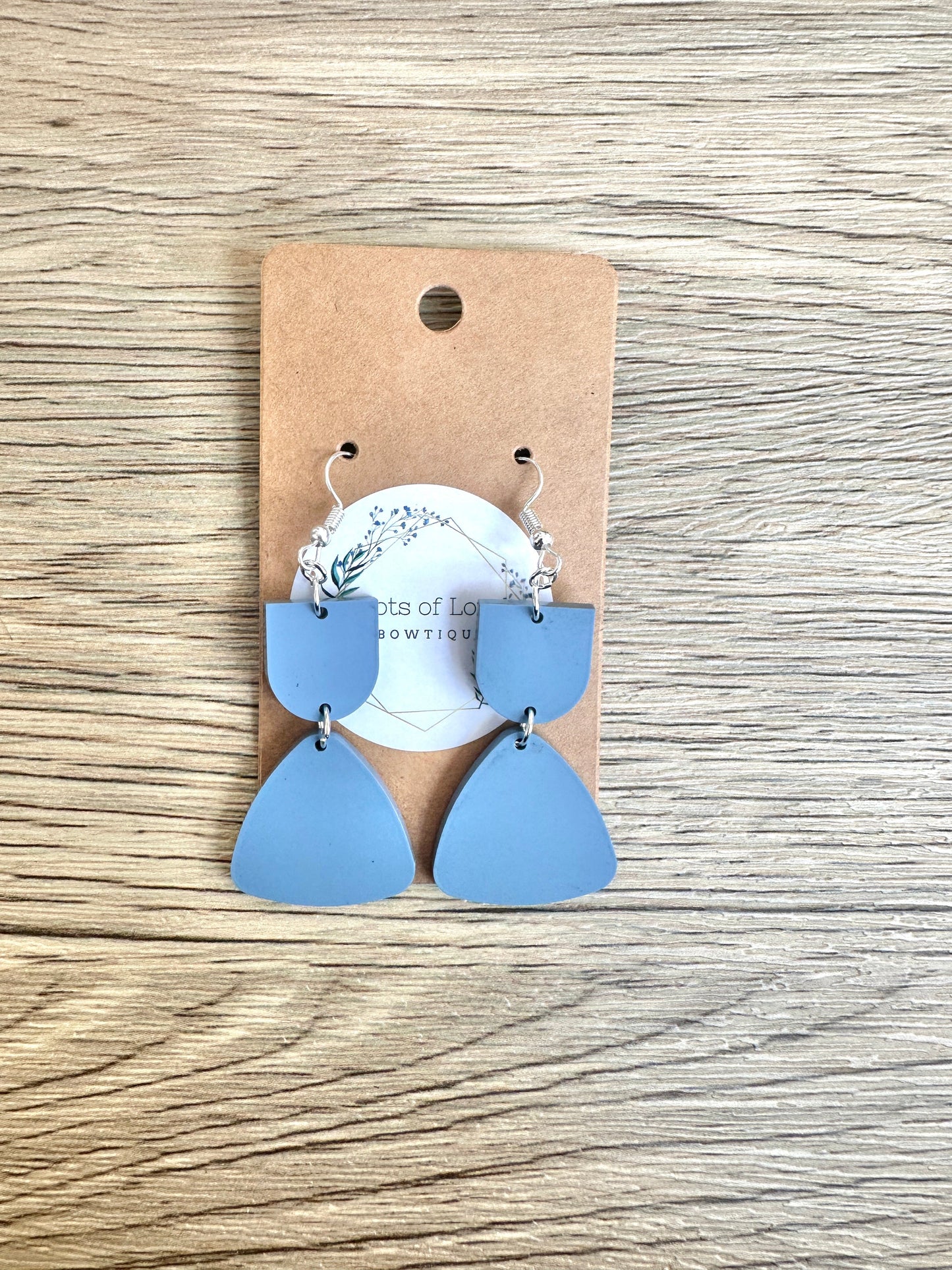 Matte Dusty Blue Triangle Drop Earrings