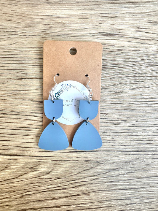 Matte Dusty Blue Triangle Drop Earrings
