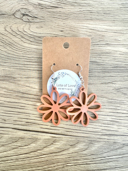 Matte Terracotta Cut out Daisy Earrings
