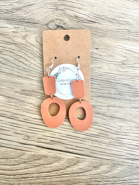 Matte Terracotta Oval Drop Earrings
