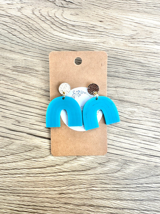 Matte Turqouise Gold Stud Drop Rainbow Earrings