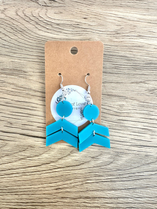 Matte Turqouise Chevron Drop Earrings