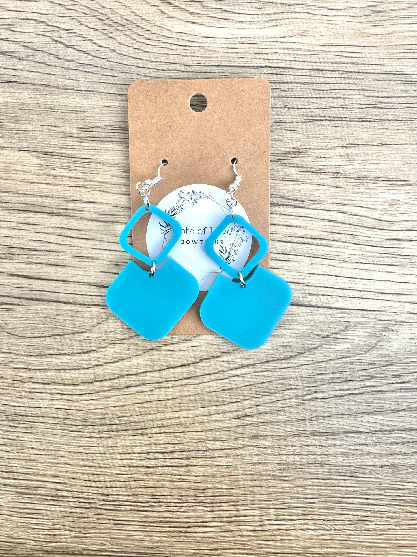 Matte Turqouise Diamond Drop Earrings