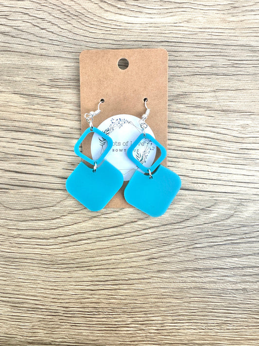 Matte Turqouise Diamond Drop Earrings