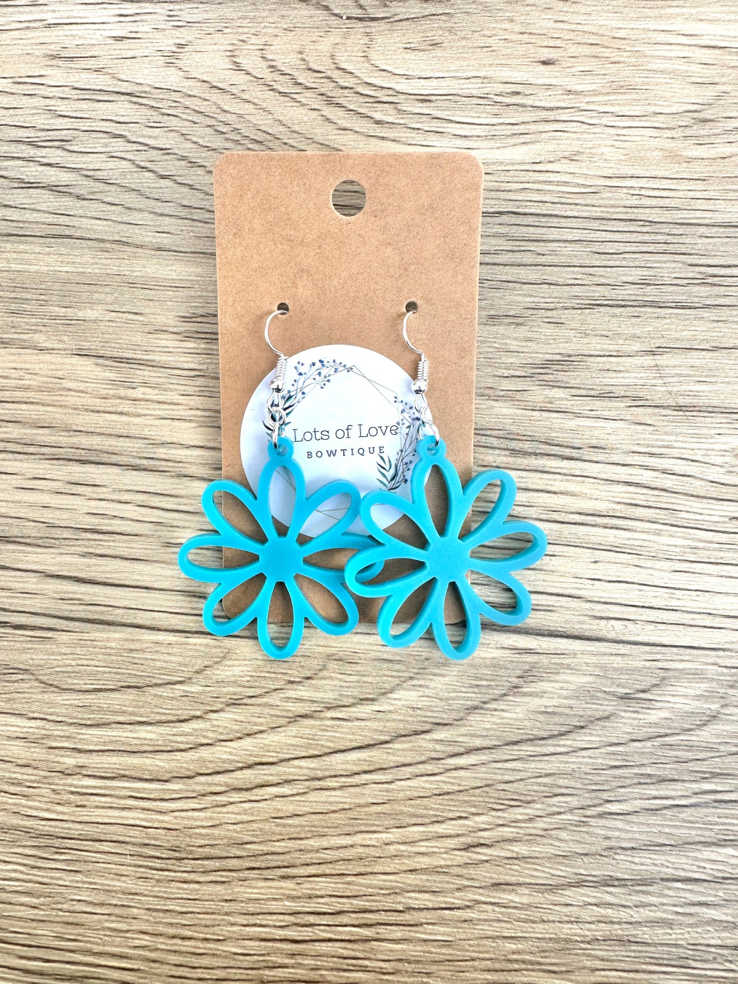 Matte Turqouise Cut out Daisy Earrings
