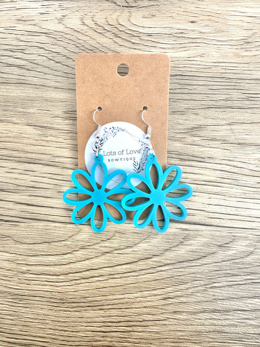 Matte Turqouise Cut out Daisy Earrings