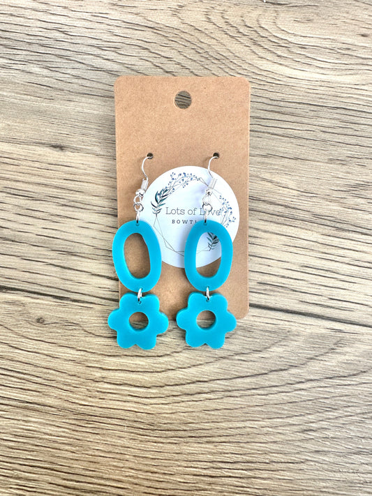 Matte Turqouise Daisy Drop Earrings
