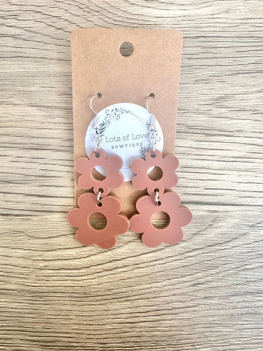 Matte Rust Double Daisy Earrings