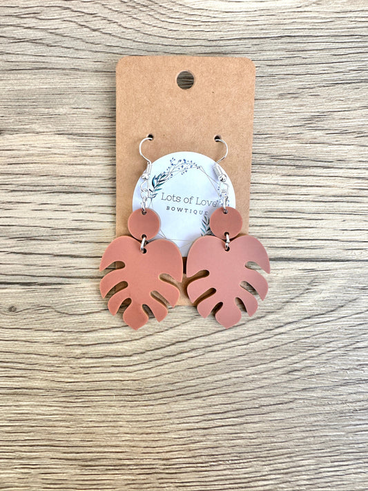 Matte Rust Monstera Earrings