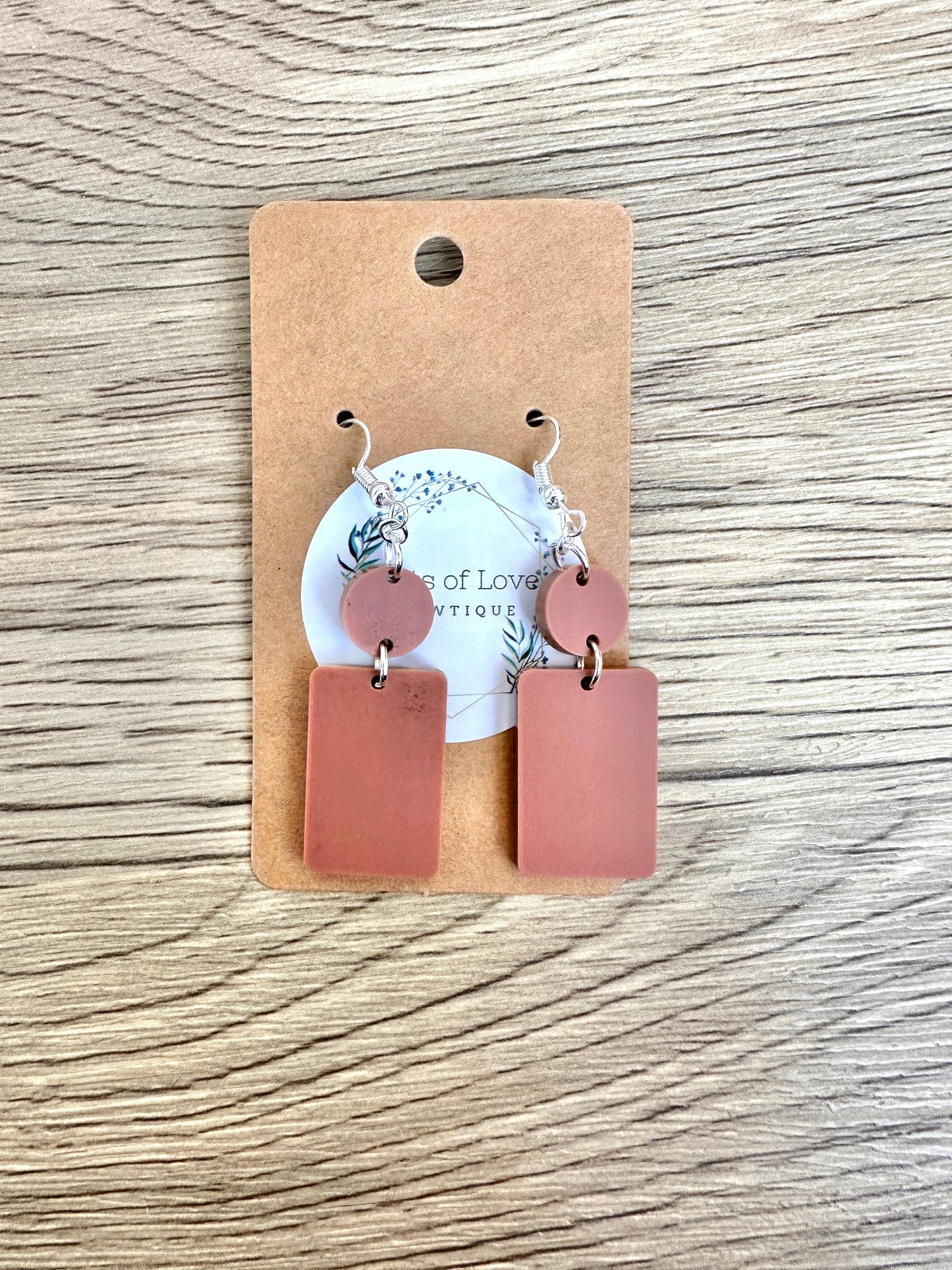 Matte Rust Rectangle Drop Earrings