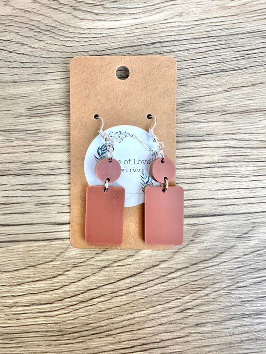 Matte Rust Rectangle Drop Earrings
