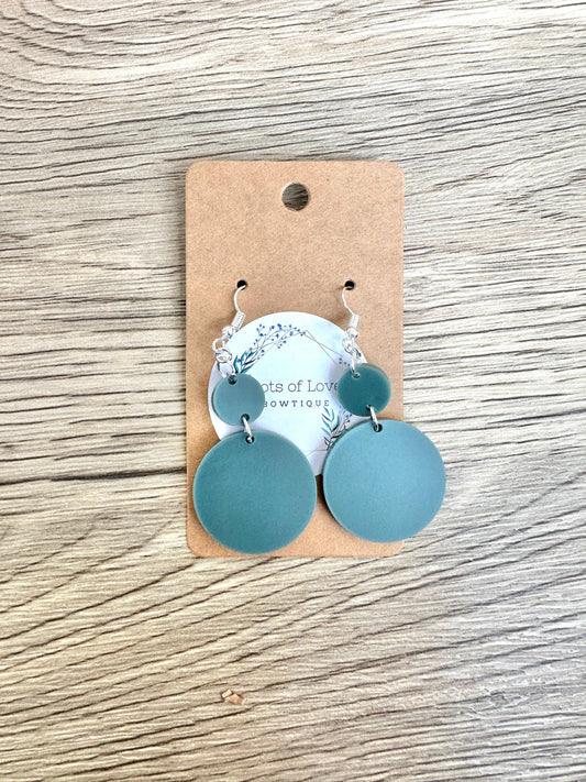 Matte Green Circle Drop Earrings