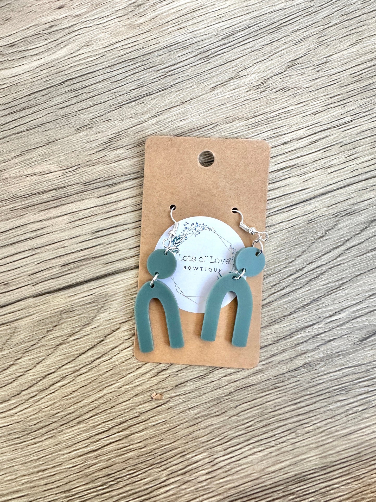 Matte Green Arch Drop Earrings