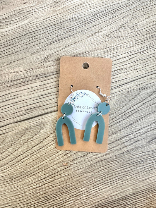 Matte Green Arch Drop Earrings