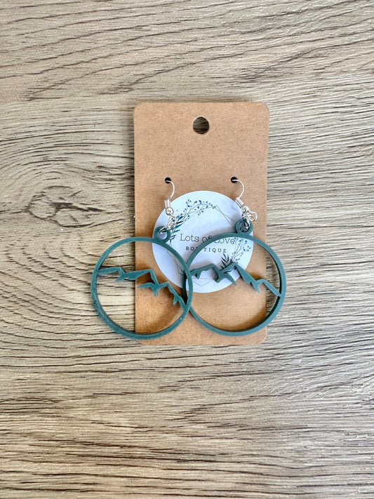 Matte Green Mountain Earrings