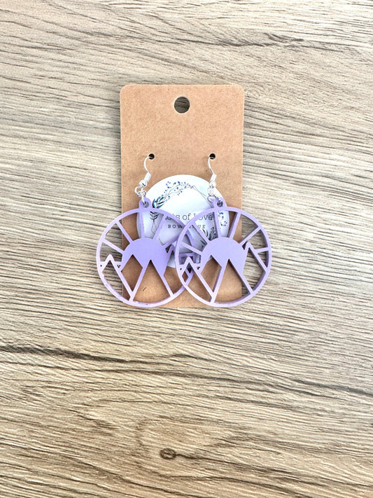 Matte Purple Filled Mountain Earrings