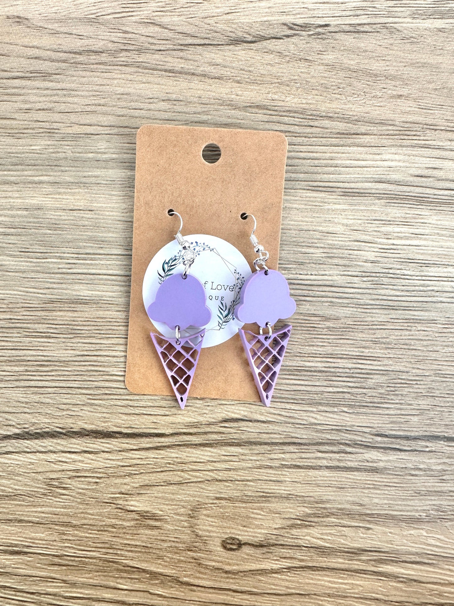 Matte Purple Ice Cream Earrings