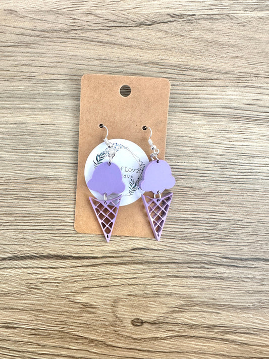 Matte Purple Ice Cream Earrings
