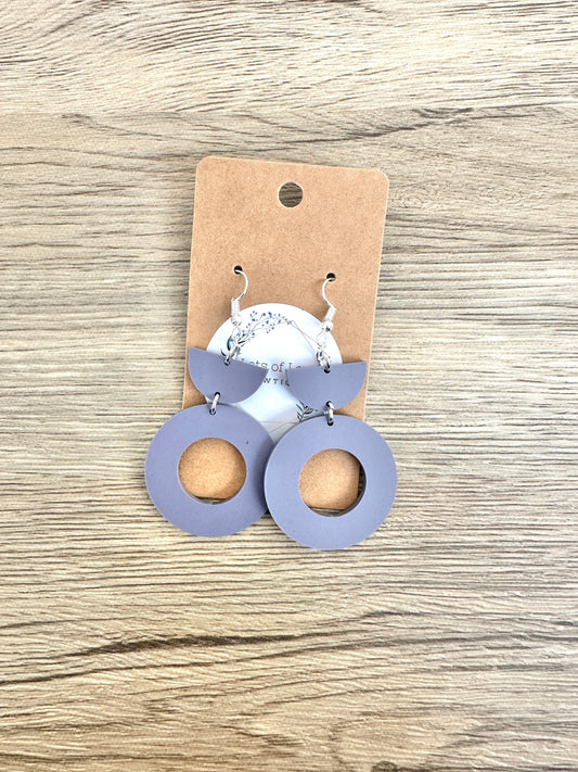 Matte Amethyst Circle and Half Circle Drop