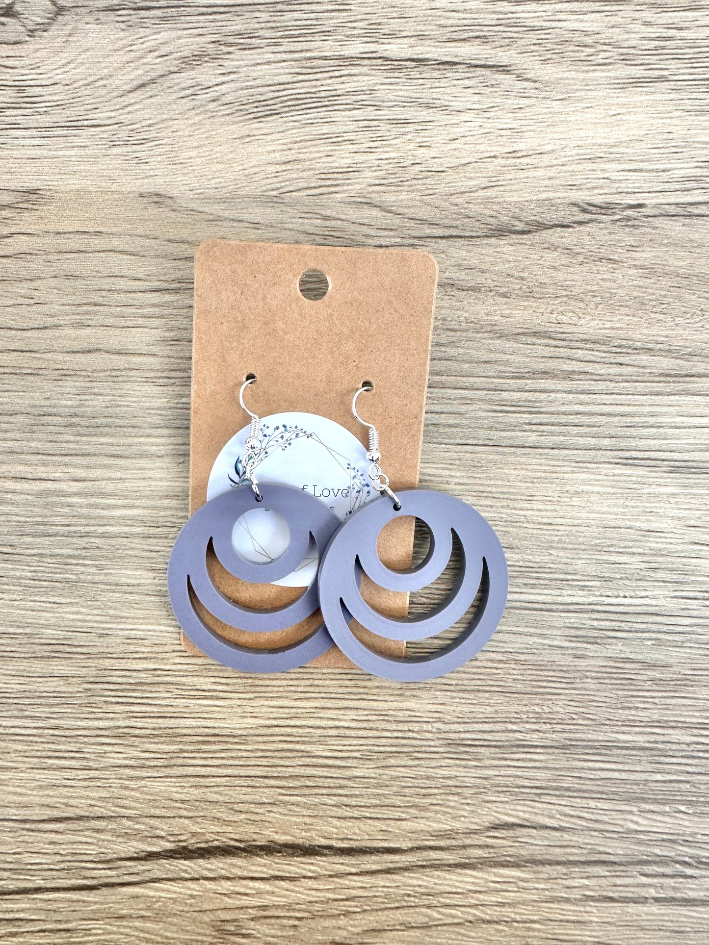 Matte Amethyst Cut out Circle Earrings