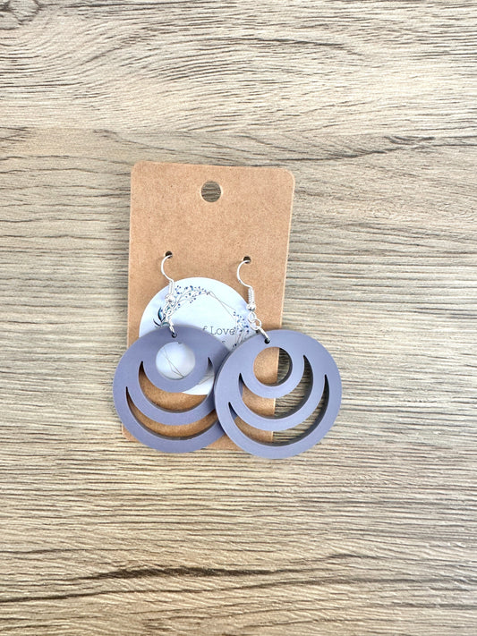 Matte Amethyst Cut out Circle Earrings