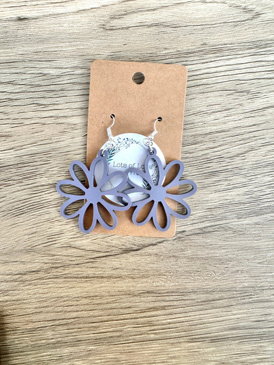 Matte Amethyst Cut out Daisy Earrings